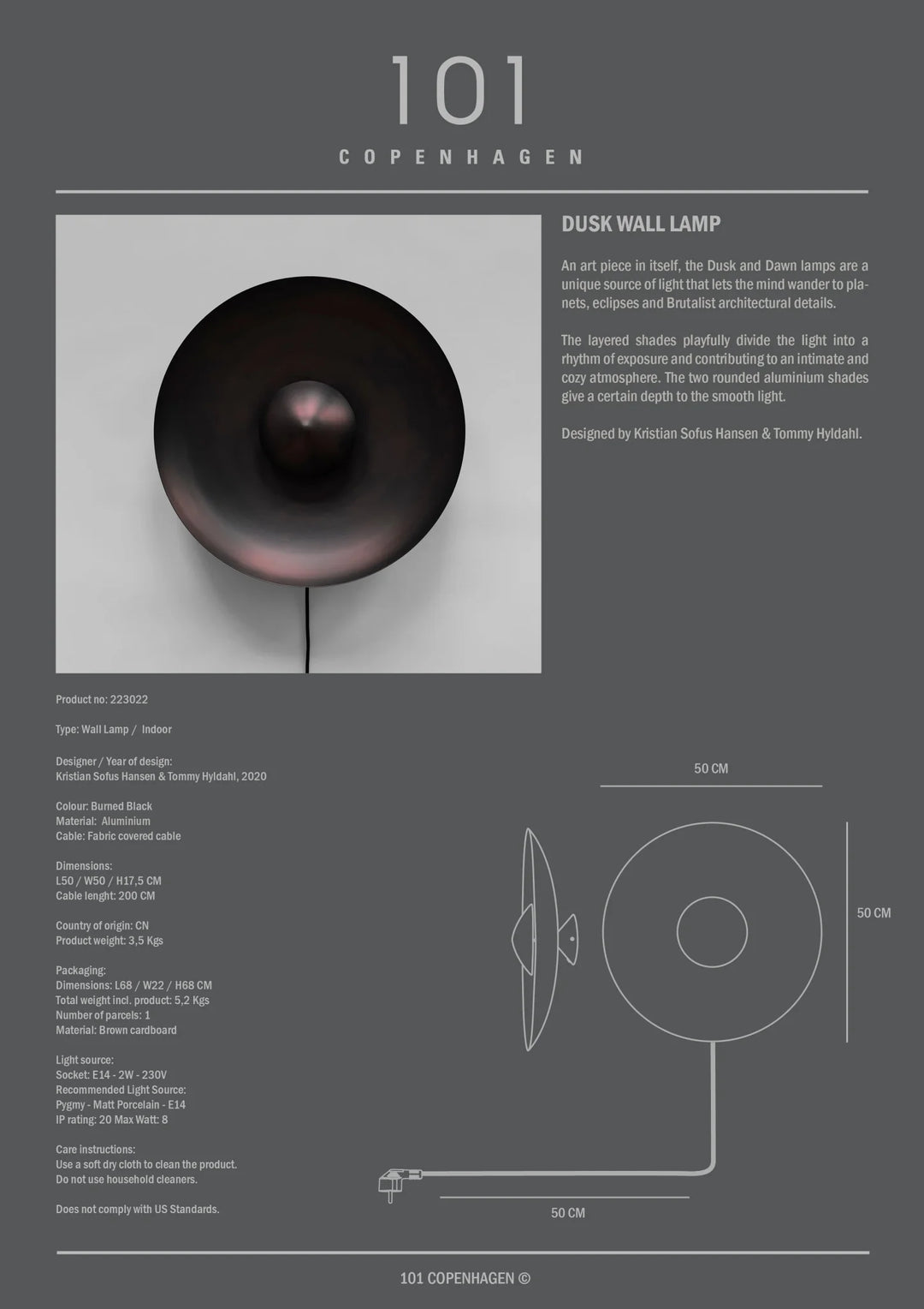 101 Copenhagen Dusk Wall Lamp - $795.00