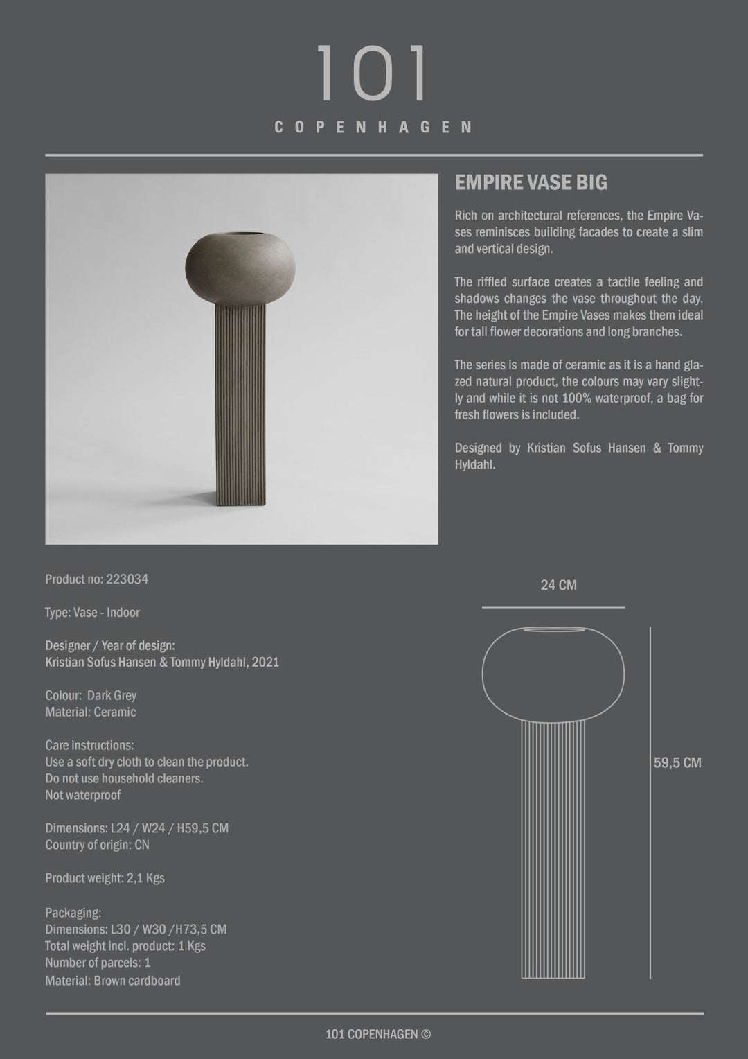 101 Copenhagen Empire Vase, Big - $325.00