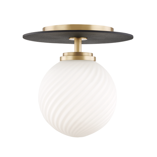 HUDSON VALLEY LIGHTING | ELLIS SEMI - FLUSHMOUNT - AGED BRASS WITH BLACK | $258.00