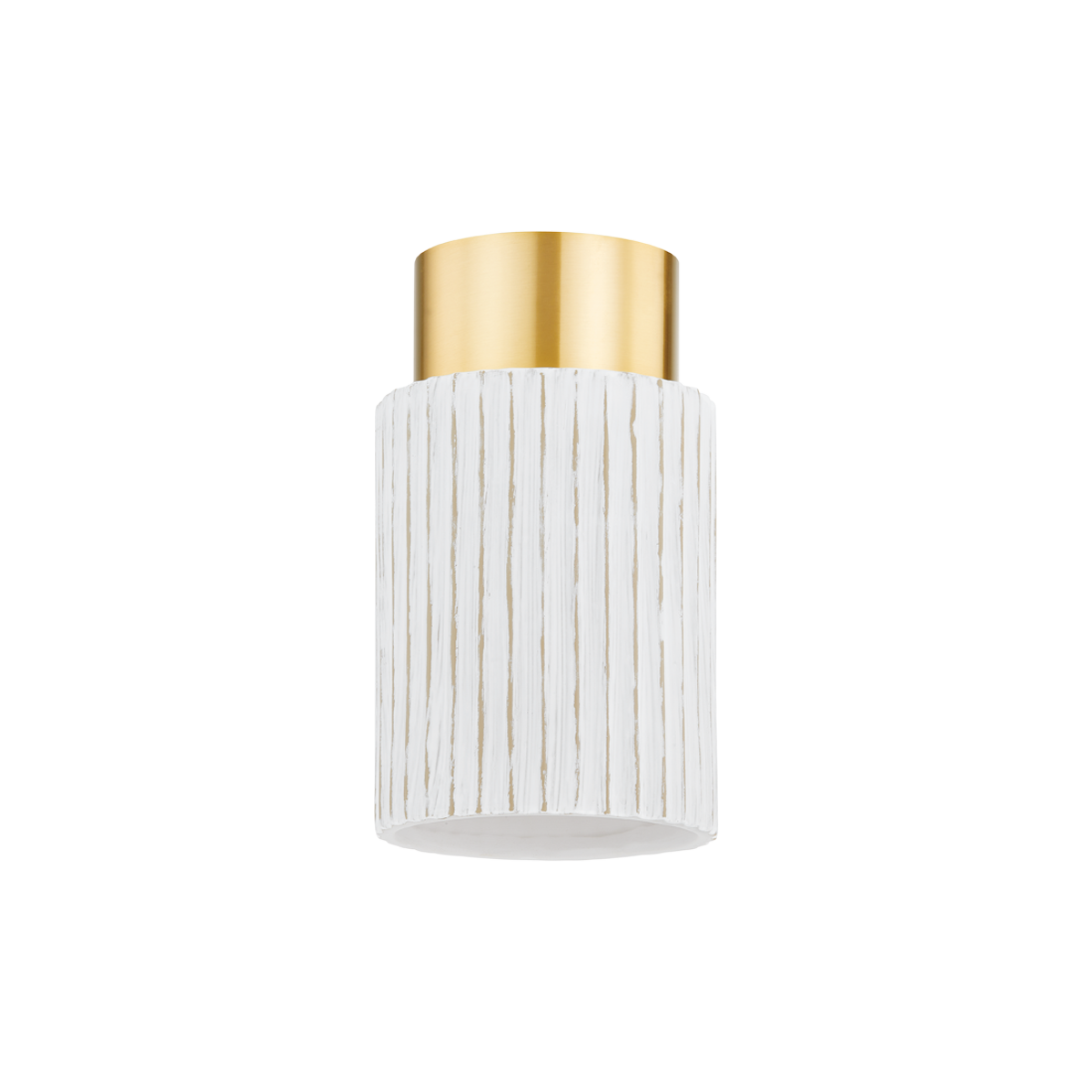 HUDSON VALLEY LIGHTING | CORISSA FLUSHMOUNT - AGED BRASS WITH CERAMIC WHITEWASH BISQUE | $336.00
