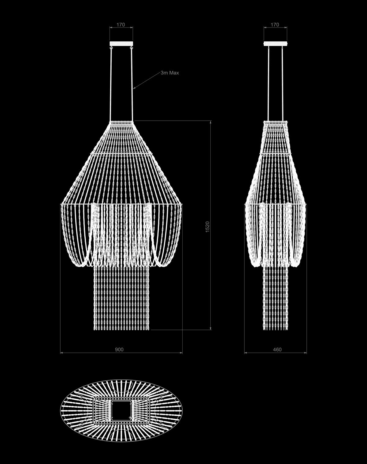 DCW Editions Lampe C Pendant technical dimensions