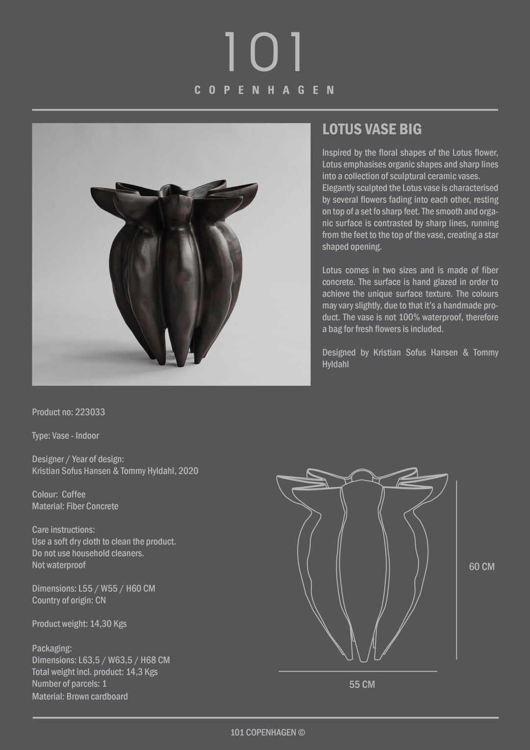 101 Copenhagen Lotus Vase - Coffee - $325.00 - $995.00