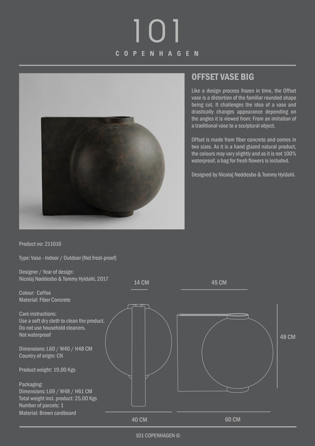 101 Copenhagen Offset Vase - $250.00 - $575.00