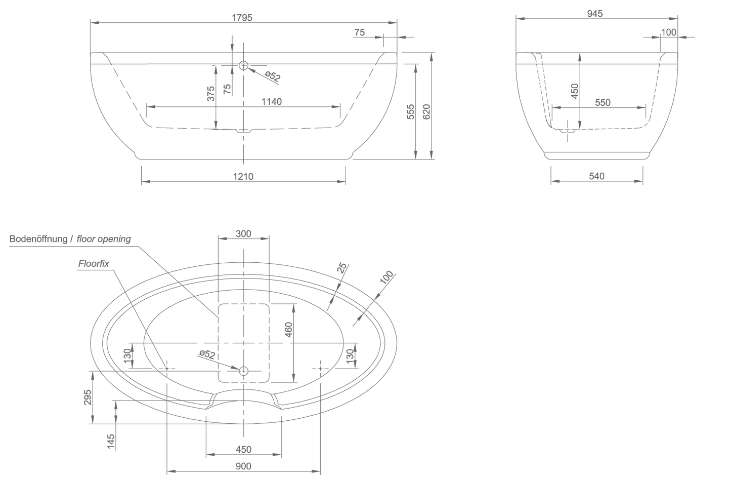 OVAL ACRYLIC BATH TUB | PIETRA CASA BRAND | $11,400.52