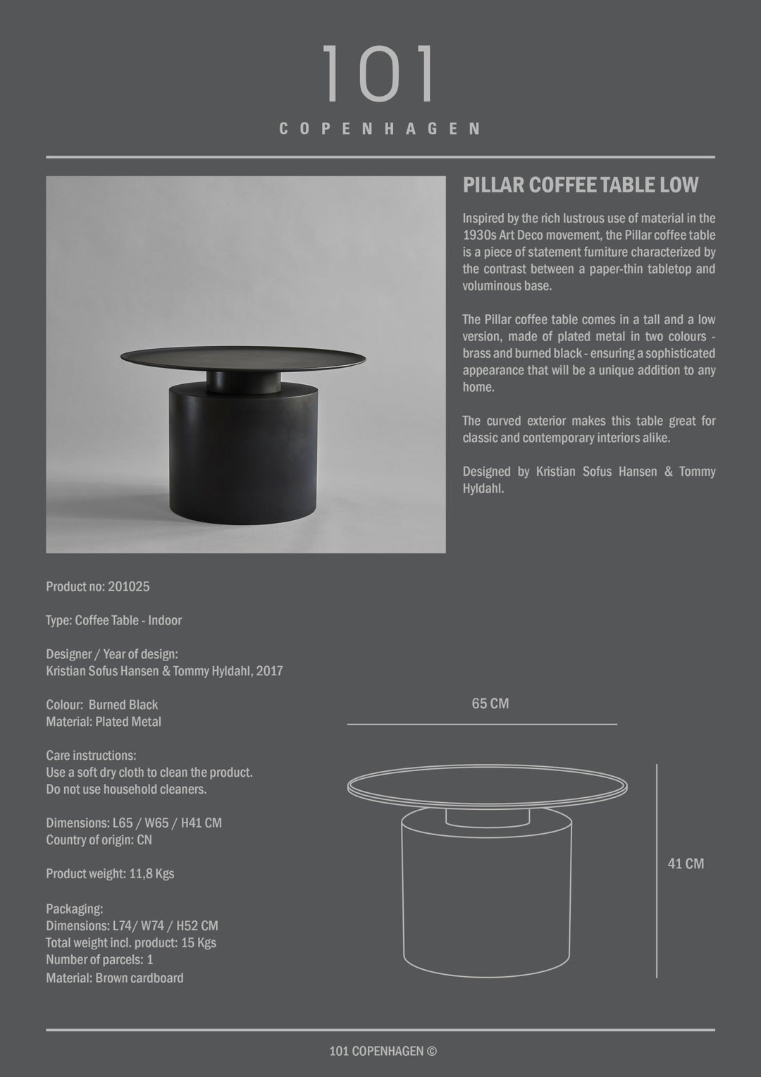 101 Copenhagen Pillar Table, Low - $1,580.00