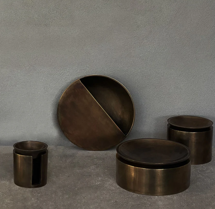 PIETRA CASA - EDO CANISTER LOW - BURNISHED BRASS - $618.00