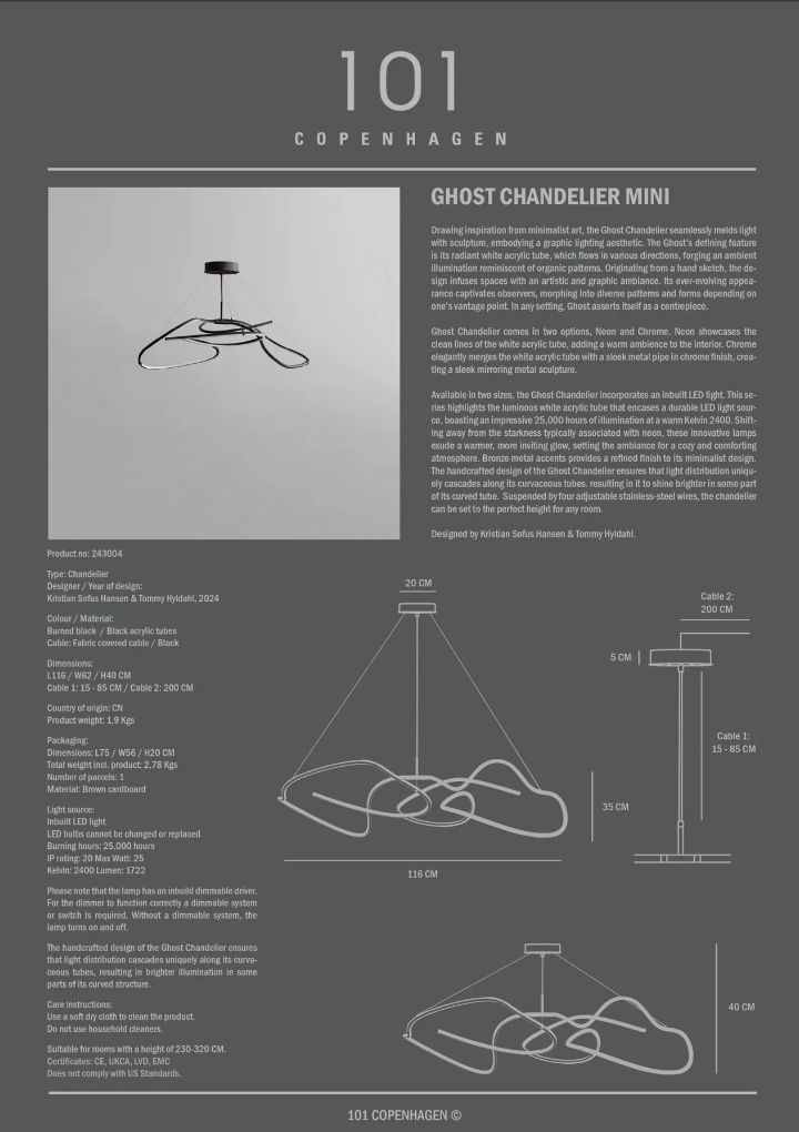 101 COPENHAGEN I GHOST CHANDELIER, MINI I $1,495.00