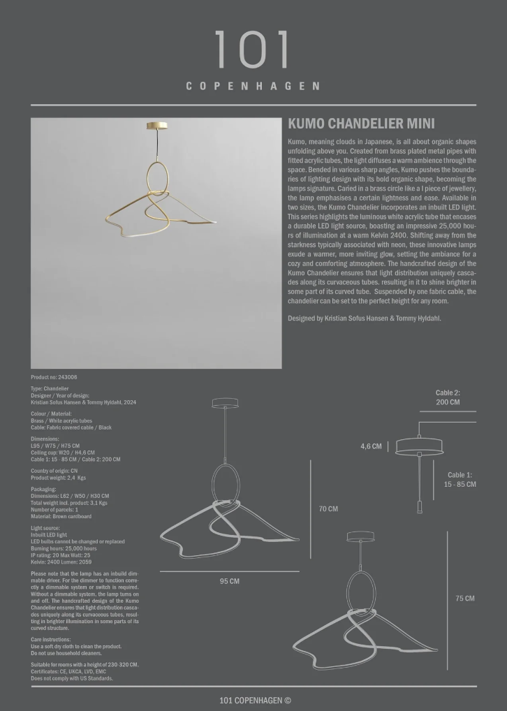 101 COPENHAGEN I KUMO CHANDELIER, MINI I $1,145.00