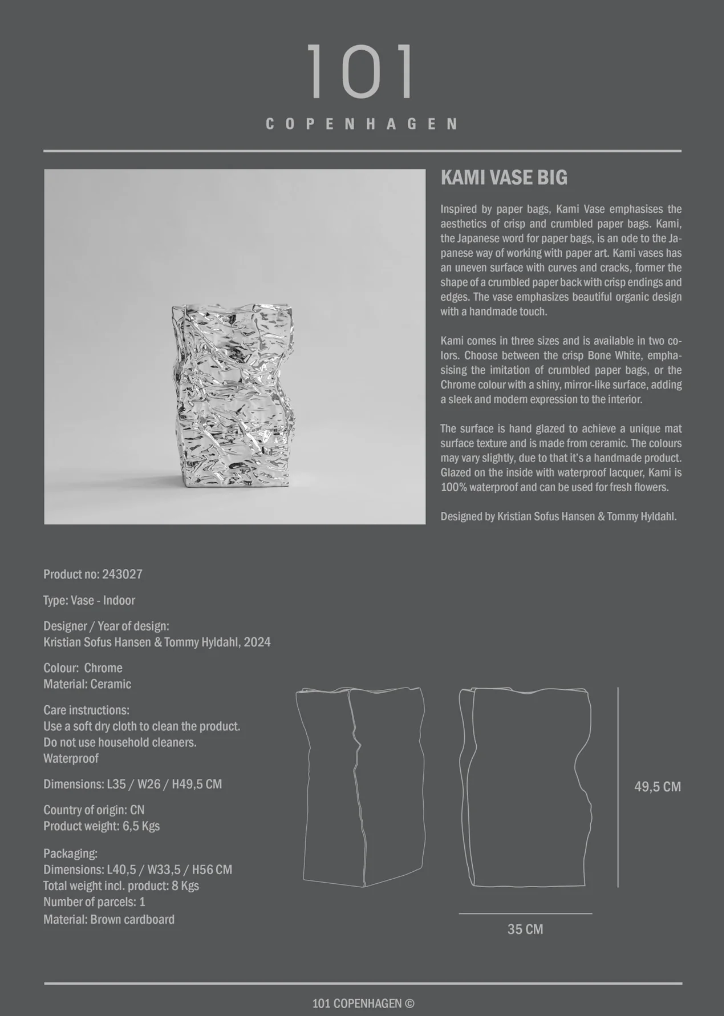 101 COPENHAGEN I KAMI VASE, BIG I $425.00