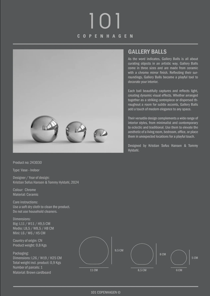 101 COPENHAGEN I GALLERY BALLS, SET OF 3 I $110.00