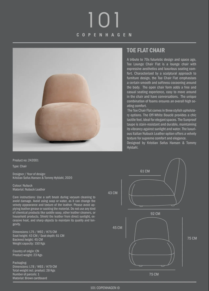 TOE CHAIR, FLAT I $1,695.00 - $3,395.00