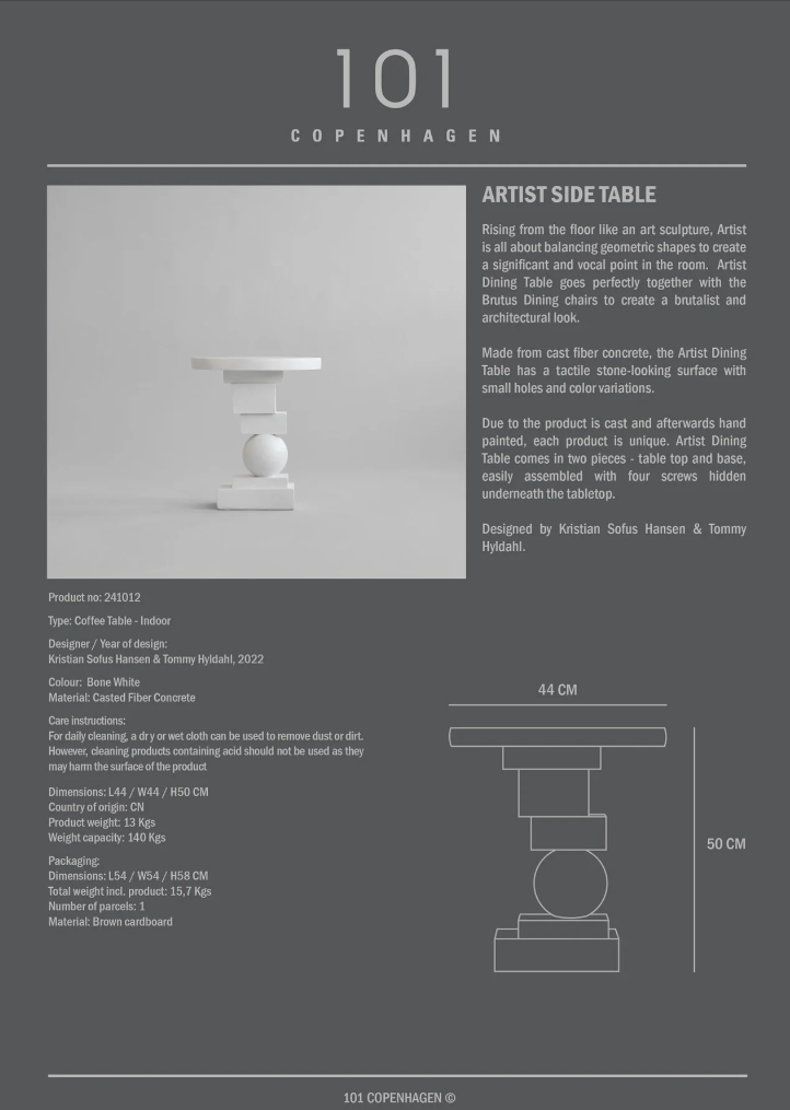 101 COPENHAGEN I ARTISTIC SIDE TABLE I $575.00