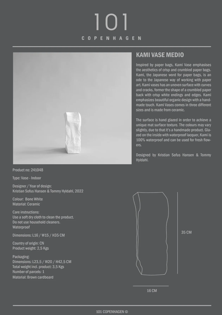 101 COPENHAGEN I KAMI VASE, MEDIO I $195.00