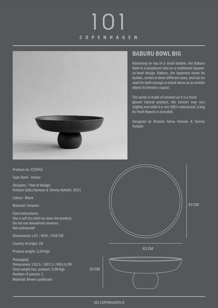 101 COPENHAGEN I BABURU BOWL, BIG I $295.00