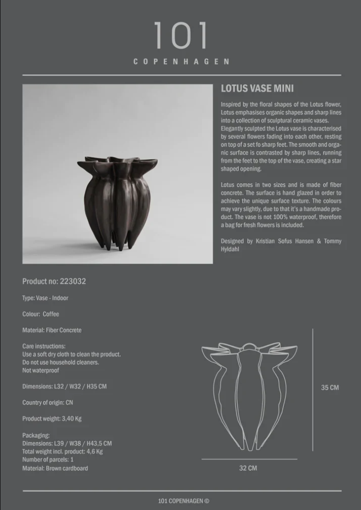 101 COPENAHGEN I LOTUS VASE, MINI I $325.00