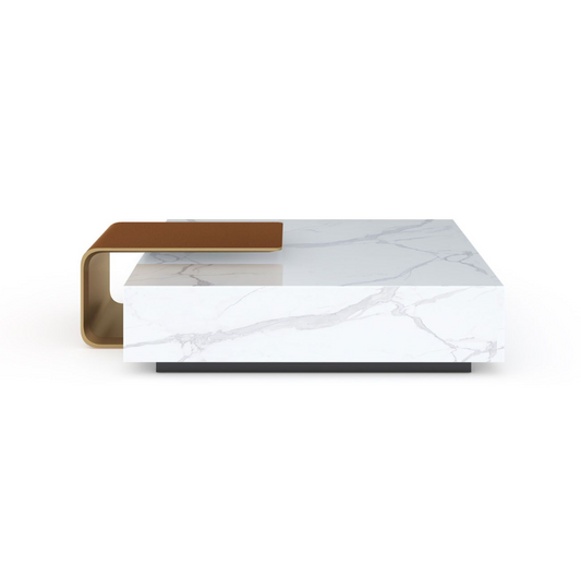 ASTON MARBLE HOME | V292 MARBLE COFFEE TABLE WITH LEATHER COMP. | $11,998.00 -  $13,869.00