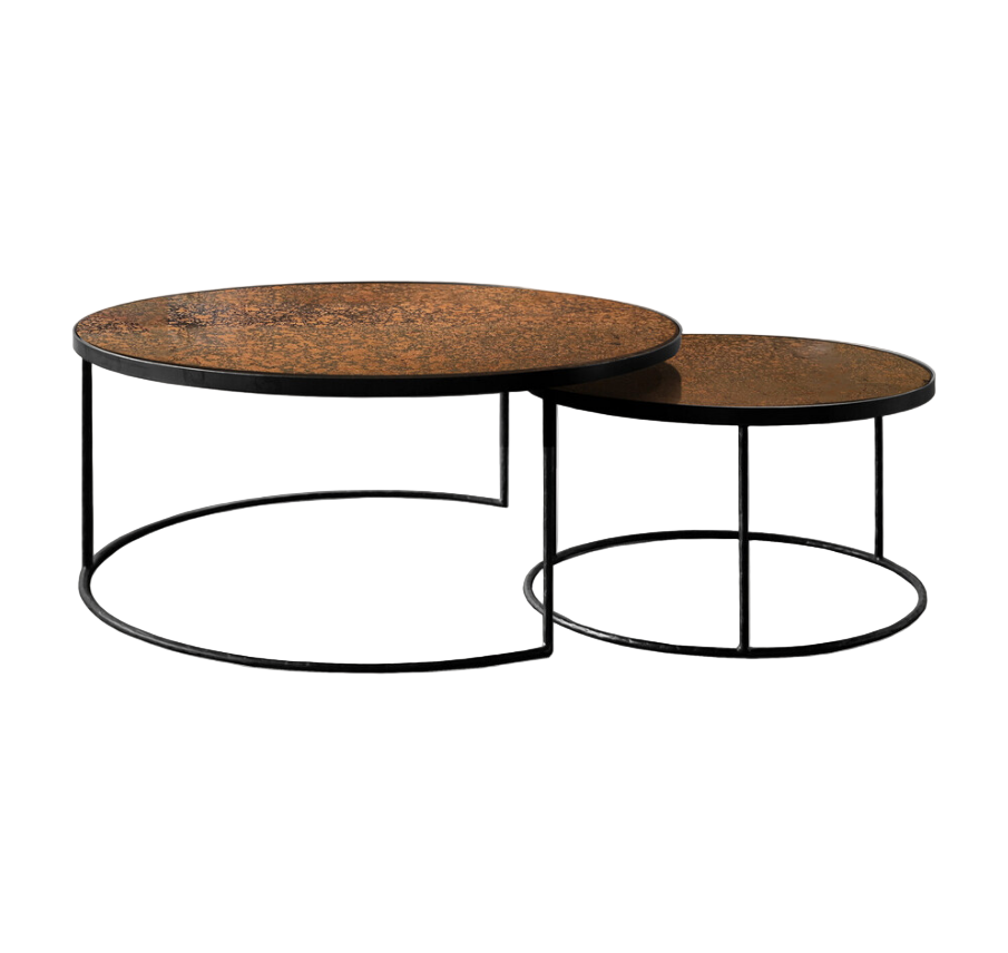 ETHNICRAFT NESTING COFFEE TABLE SET - BRONZE COPPER | $1,759.00