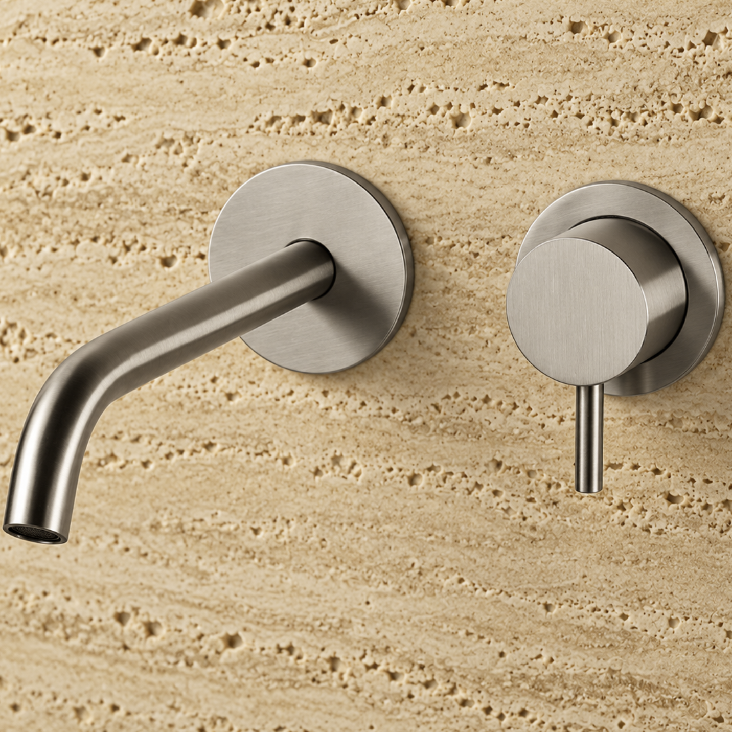 PIETRA CASA | Wall-Mounted Basin Mixer, Round Plate, Spout 6.3in (160mm) | $906.00 - $1,545.00