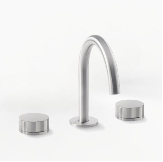PIETRA CASA | Three-Hole Basin Mixer, Thumb Cutout Handle, Central Arch Spout H7.5in (190mm) | $1,722.00 - $2,511.00