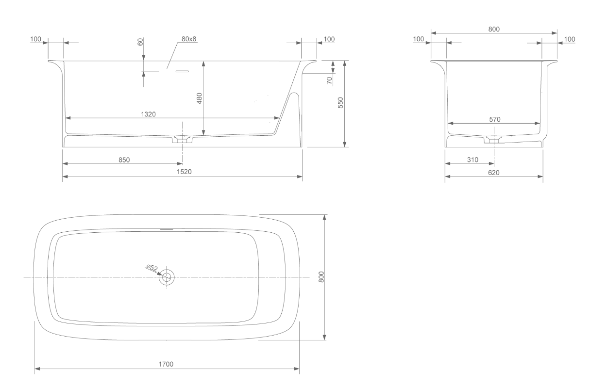 GLAM 150/170 BATH TUB | PIETRA CASA BRAND | $18,379.27 - 19,778.12