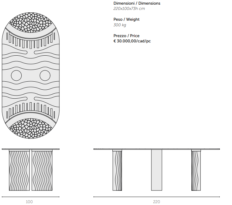 LITHEA | Specchio di Venere DINING TABLE | $64,997.07