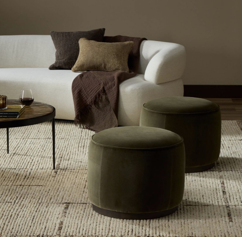 FOUR HANDS | SINCLAIR ROUND OTTOMAN | $814.80