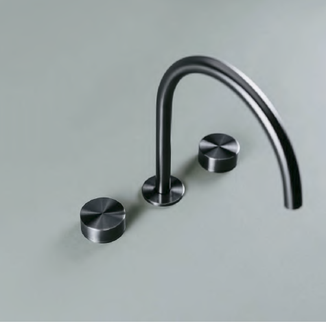 PIETRA CASA | Three-Hole Basin Mixer, Smooth Handle, Central Arch Spout H7.5in (190mm) | $1,722.00 - $2,511.00