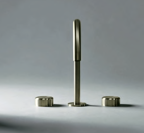 PIETRA CASA | Three-Hole Basin Mixer, Smooth Handle, Central Arch Spout H7.5in (190mm) | $1,722.00 - $2,511.00