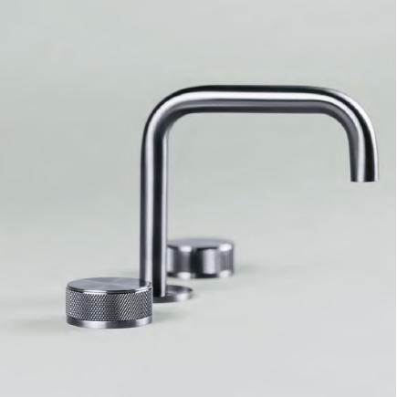 PIETRA CASA | Three-Hole Basin Mixer, Central Square Spout, Cross Knurling Handle | $1,822.00 - $2,589.00