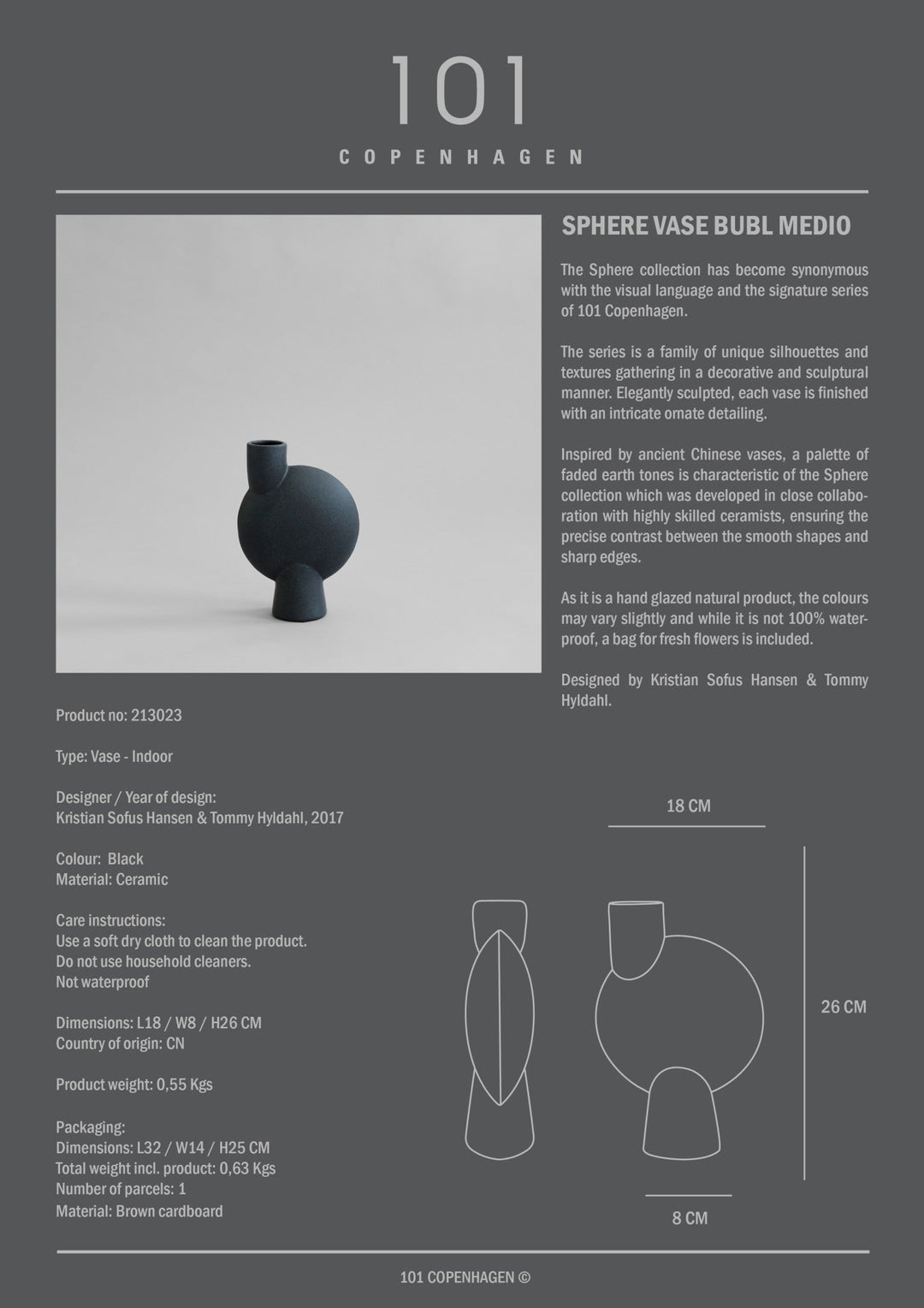 101 Copenhagen Sphere Vase Bubl, Medio - $70.00