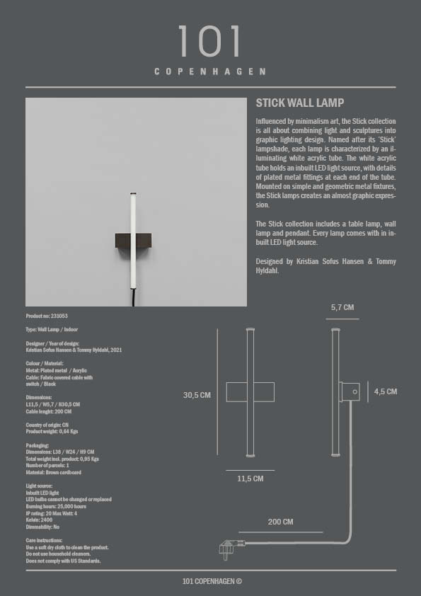 101 Copenhagen Stick Wall Lamp - $260.00