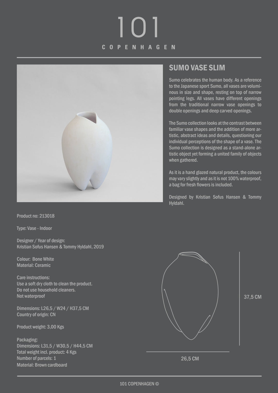 101 Copenhagen Sumo Vase, Slim - $95.00 - $195.00