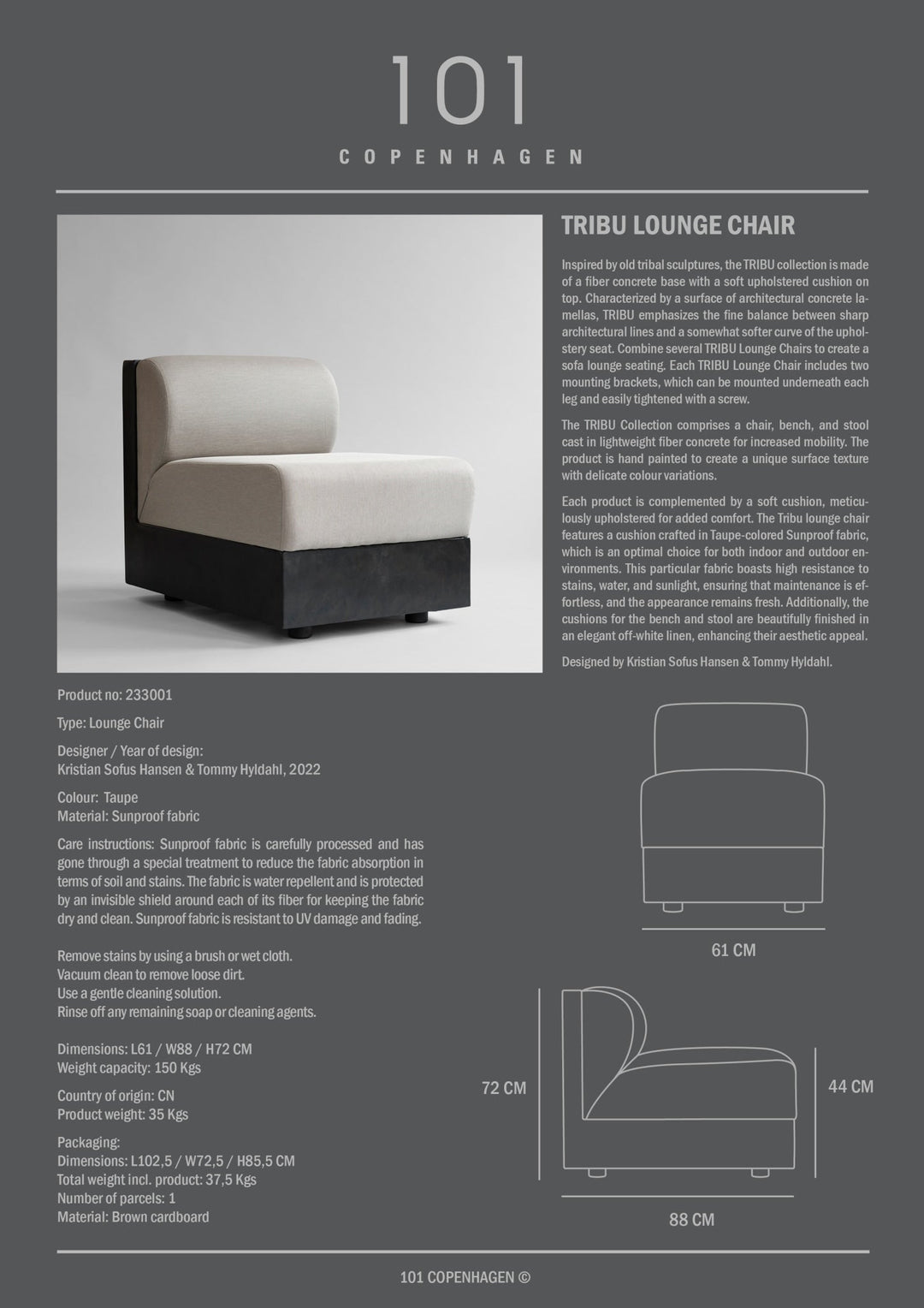101 Copenhagen Tribu Lounge Chair - Coffee - $1,995.00