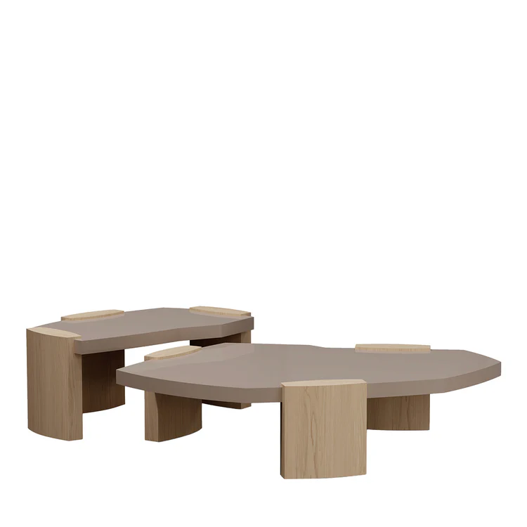 SECOLO | SET OF 2 KORA SABBIA GLOSSY COFFEE TABLE | $12,535