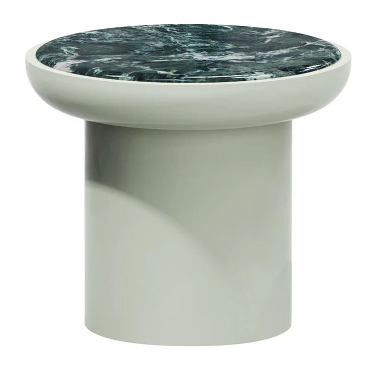 SECOLO | ROMO ROUND VERDE ALPI MARBLE SIDE TABLE | $6,015