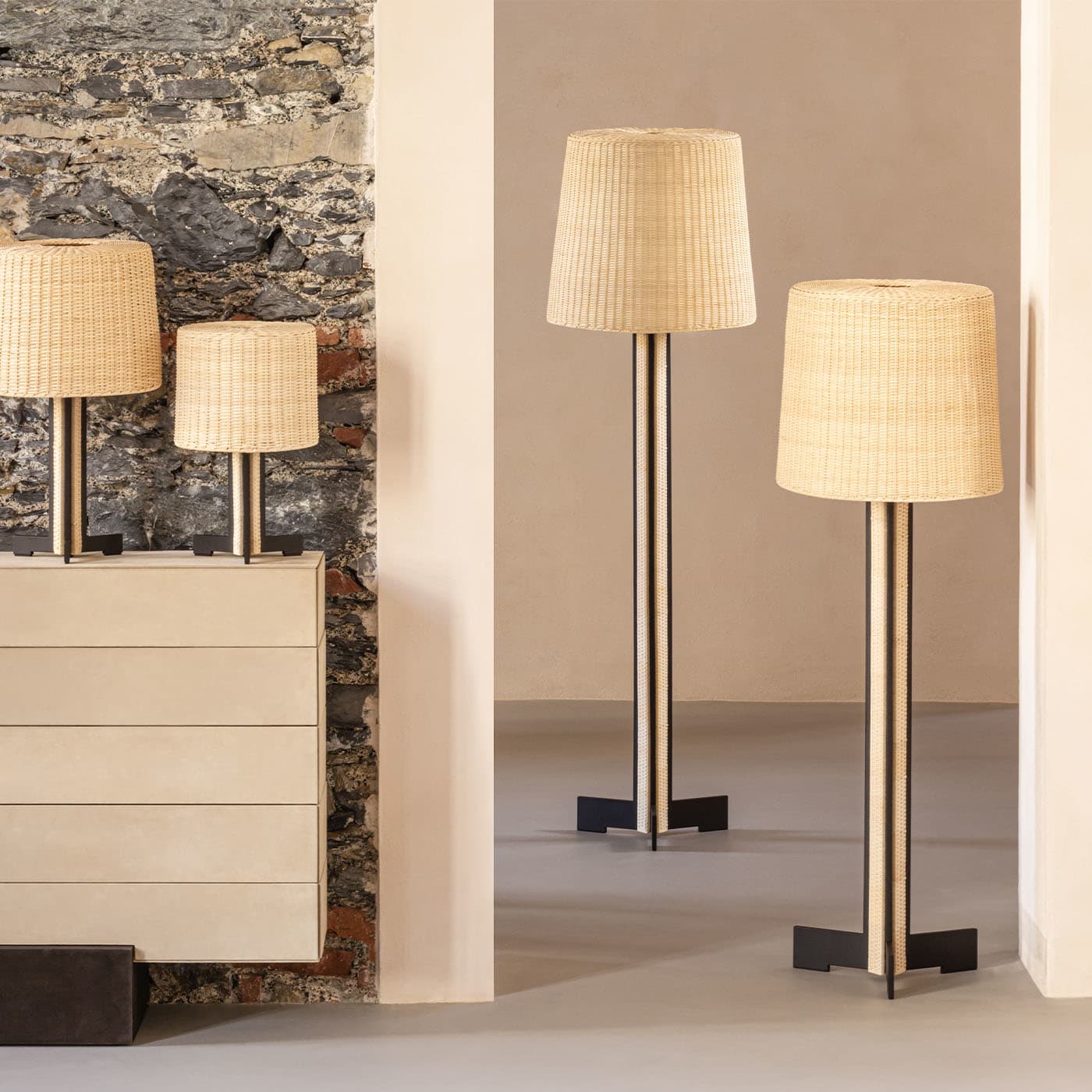 GIOBAGNARA | RHAPSODY RATTAN FLOOR LAMP | $3,095.00 - $3,595.00