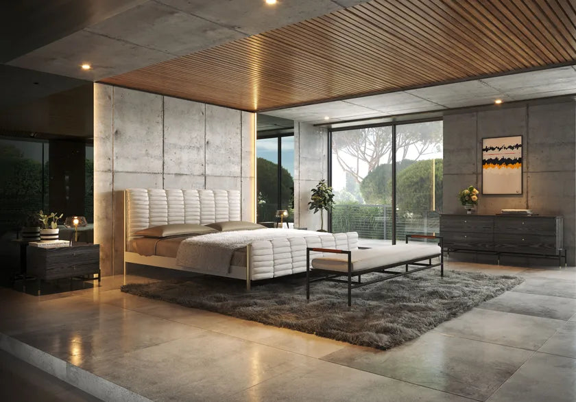 ASTON MARTIN HOME | V245 LEATHER AND FABRIC BENCH | $16,250