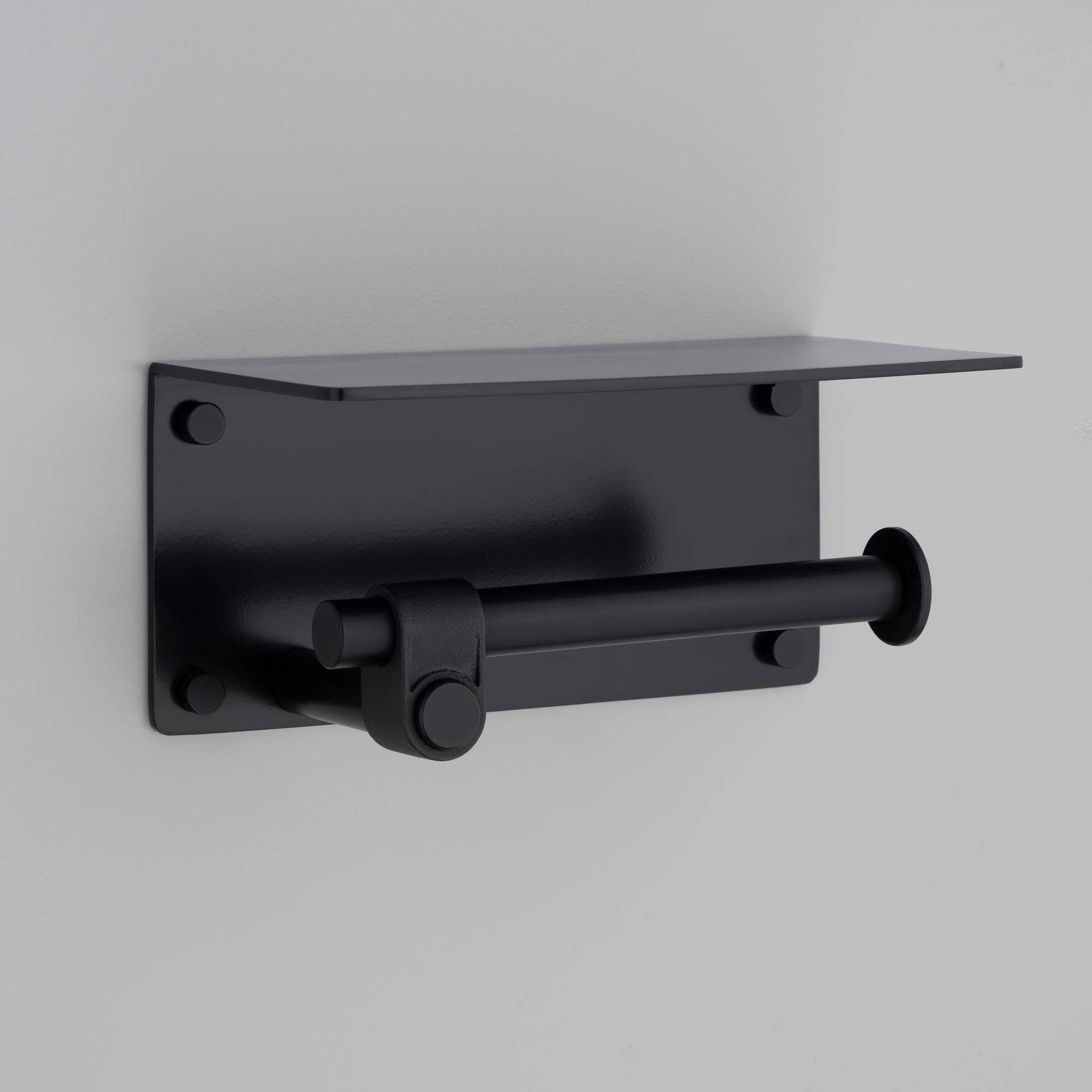 Toilet Roll Holder With Shelf Cast Welders Black