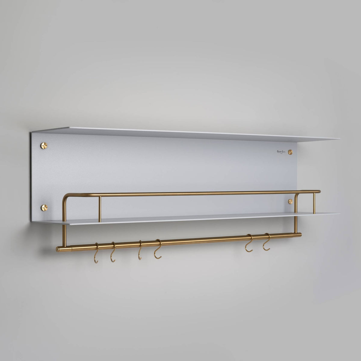 Kitchen Shelf Hanger With Logo Stone Brass