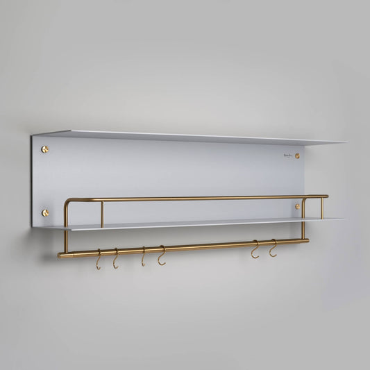 Kitchen Shelf Hanger With Logo Stone Brass