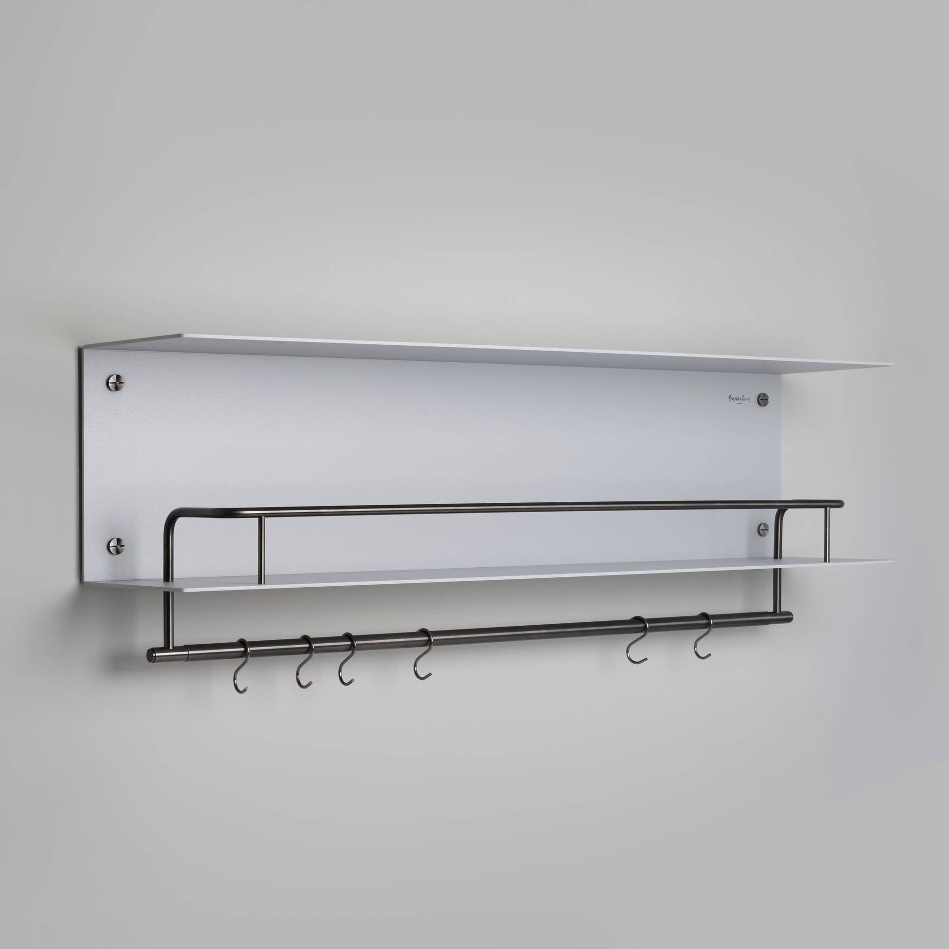 Kitchen Shelf Hanger With Logo Stone Gun Metal