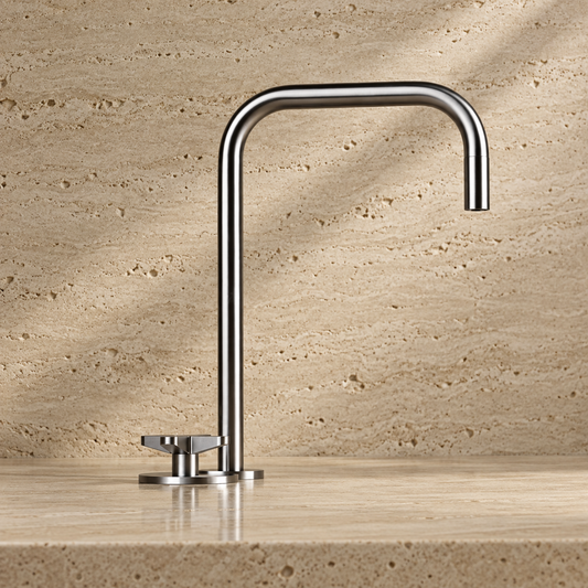 PIETRA CASA | Two-Hole Deck-Mounted Basin Mixer, Square Spout 13.8in (350mm) | $1,234.00 - $2,456.00
