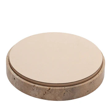 GIOBAGNARA | GIZA LEATHER & MARBLE ROUND BOX #4 | $855.00