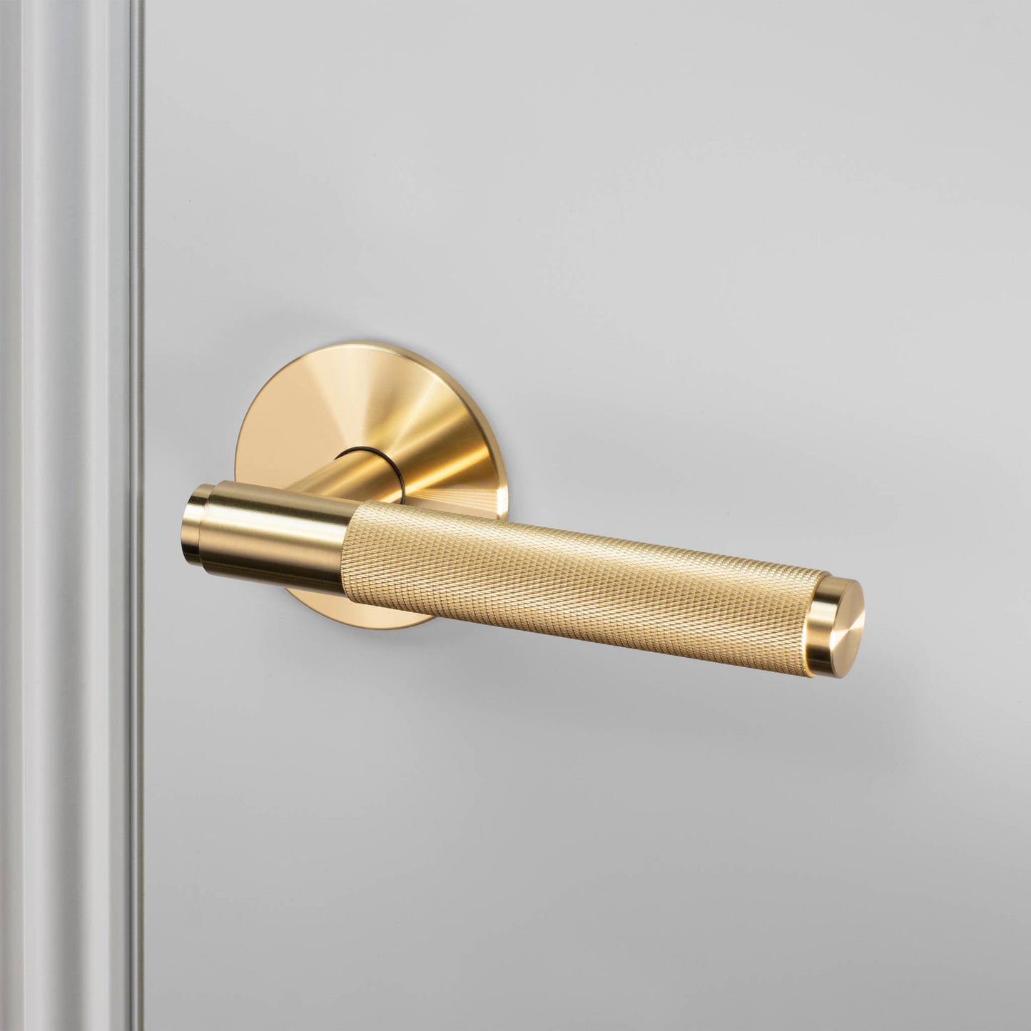 Fixed Door Handle Rose Cross - Brass