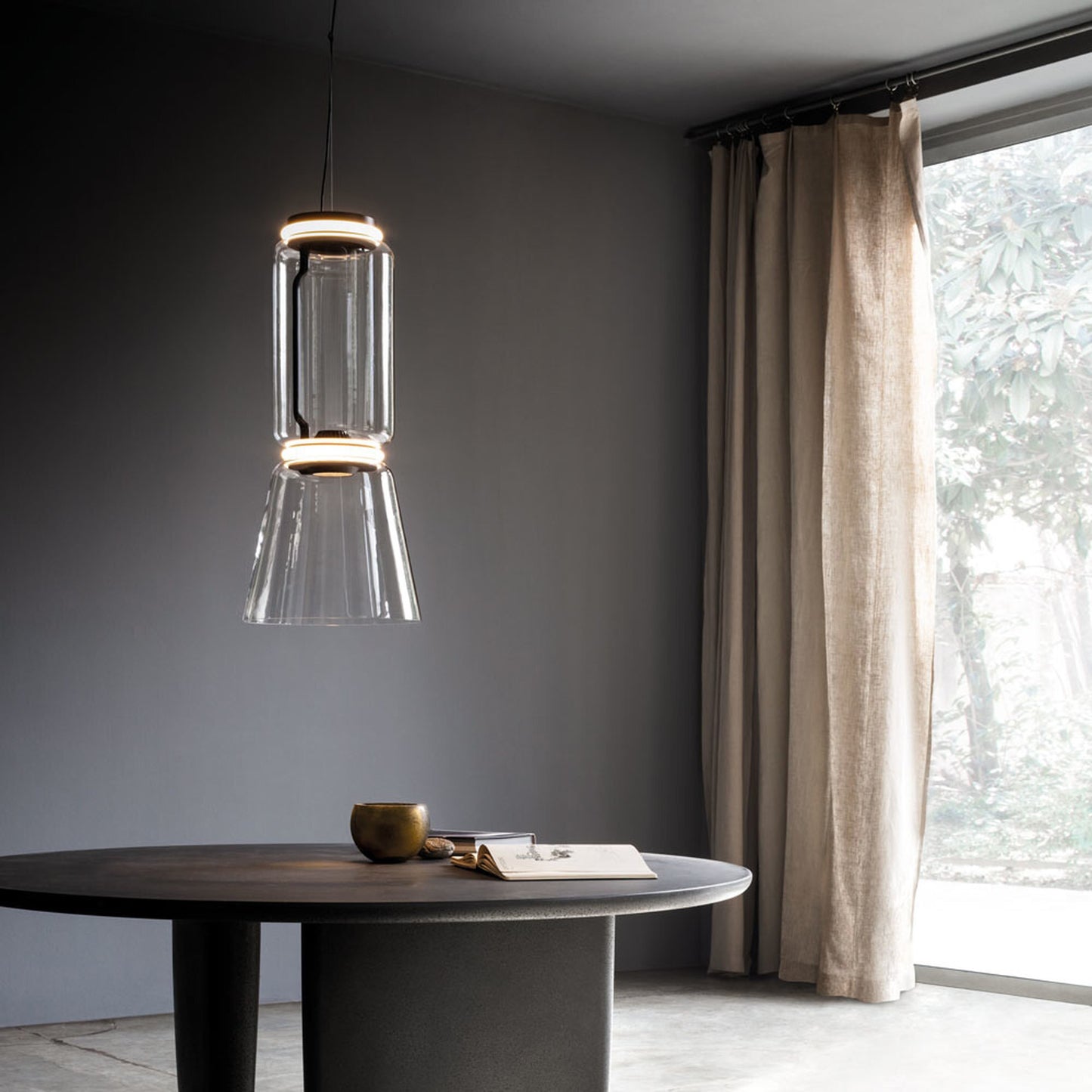 FLOS | NOCTAMBLUE LOW CYLINDER WITH CONE PENDANT LIGHT | $4,794.00 - $8,905.00