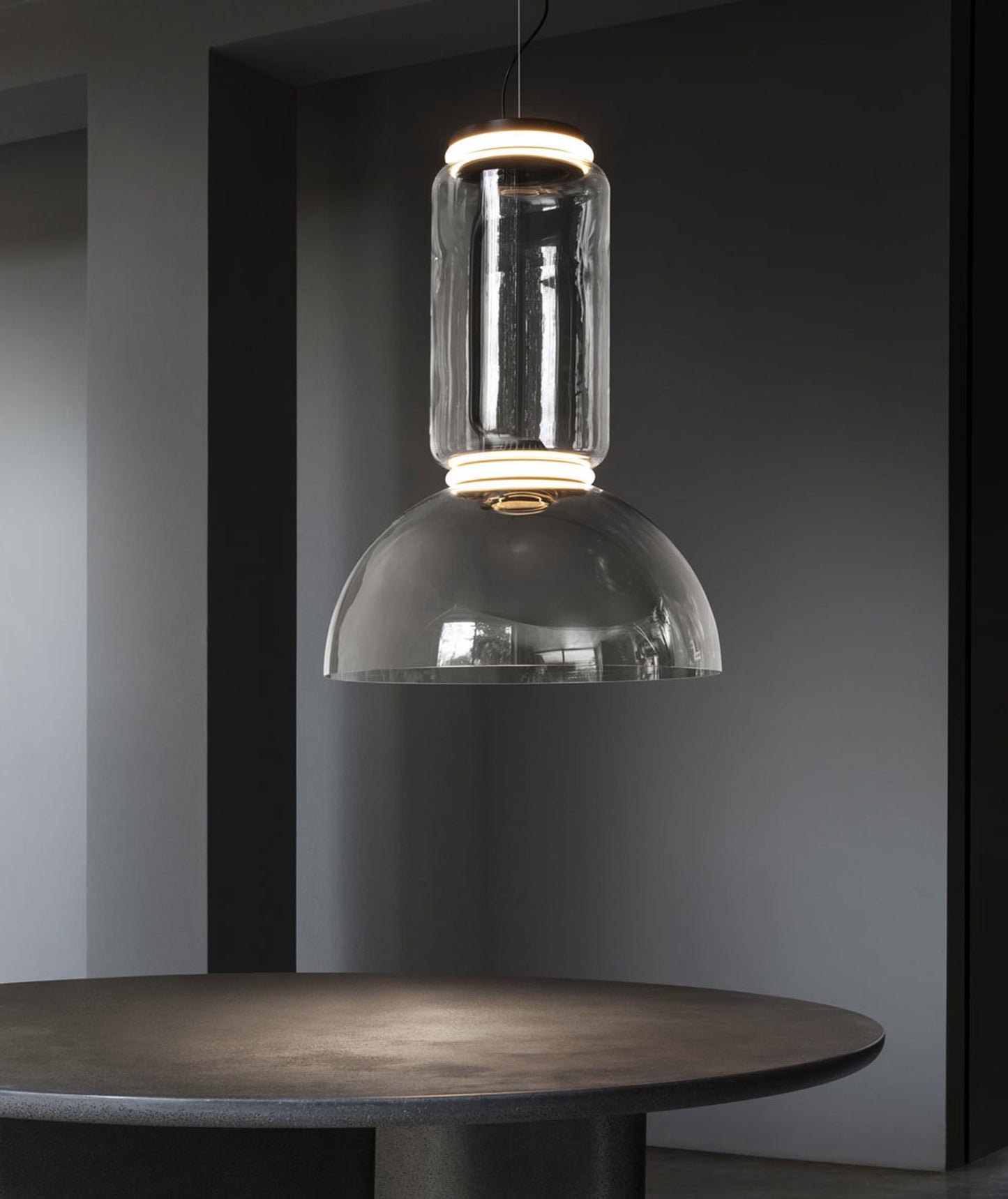 FLOS | NOCTAMBLUE LOW CYLINDER WITH BOWL PENDANT LIGHT | $4,794.00 - $8,905.00