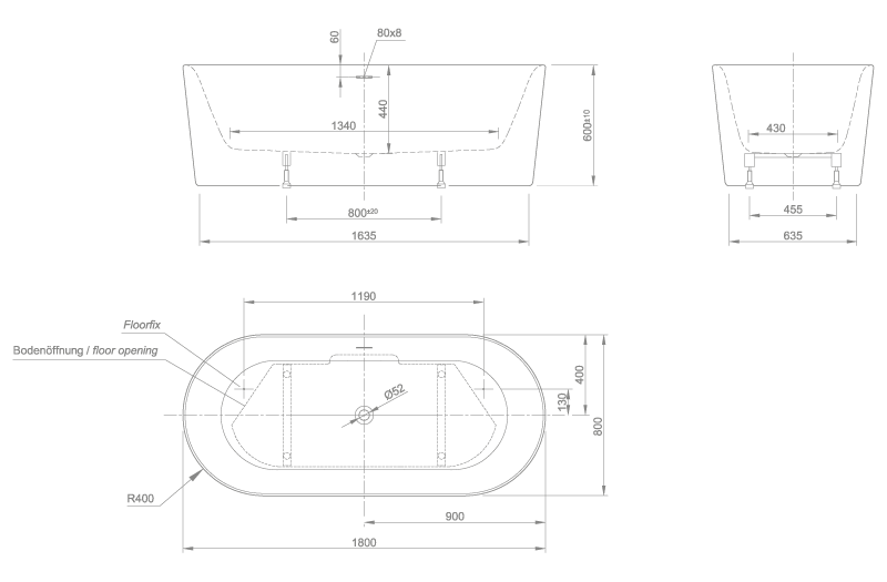 FRESH  ACRYLIC BATH TUB | PIETRA CASA BRAND | $8,209.74