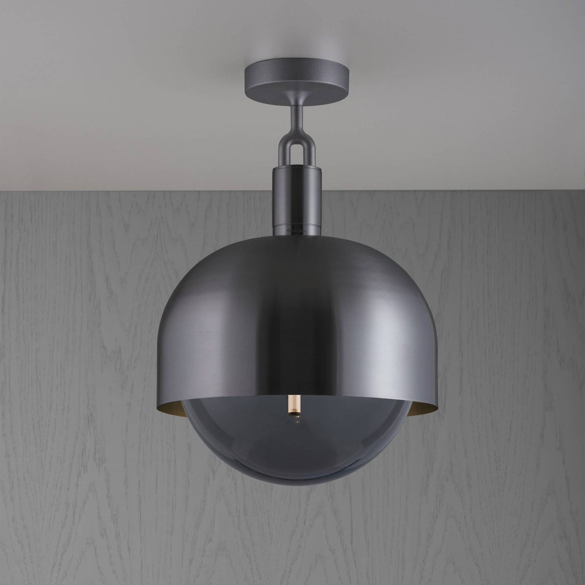 Forked Ceiling Shade Globe Smoked Large Gun Metal
