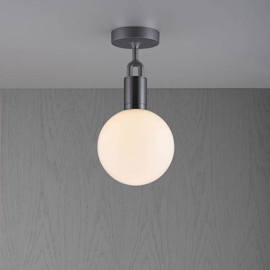 FORKED CEILING GLOBE OPAL MEDIUM - GUN METAL