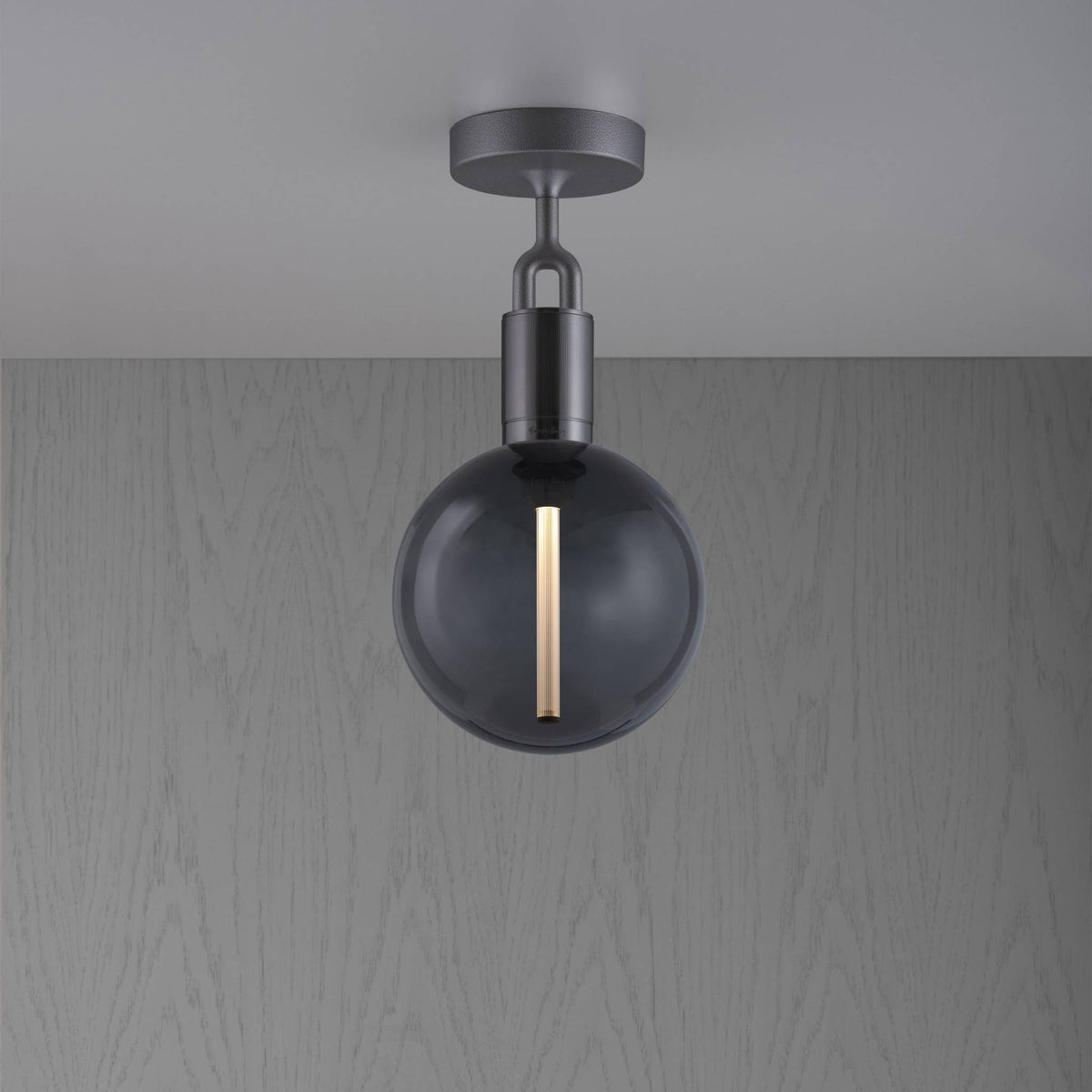 FORKED CEILING GLOBE SMOKED MEDIUM - GUN METAL